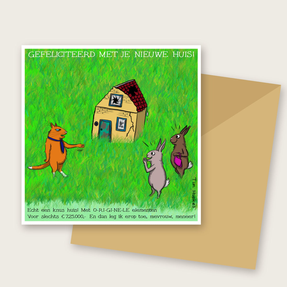House Cat greeting card by Tim Hupkes, Dutch version, with envelope