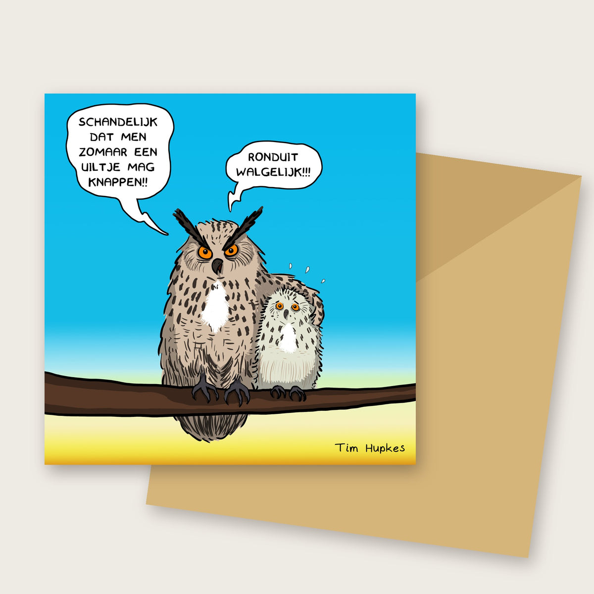 Uiltje Knappen greeting card by Tim Hupkes, with envelope