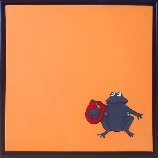 Original painting Schildpad (toad with shield), framed.