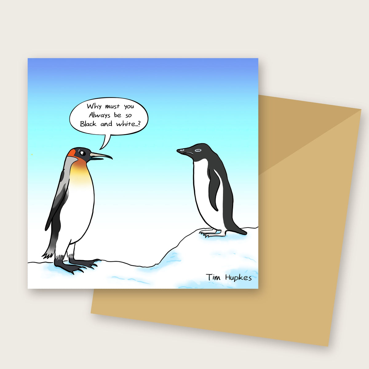 Black & White greeting card by Tim Hupkes, English version, with envelope