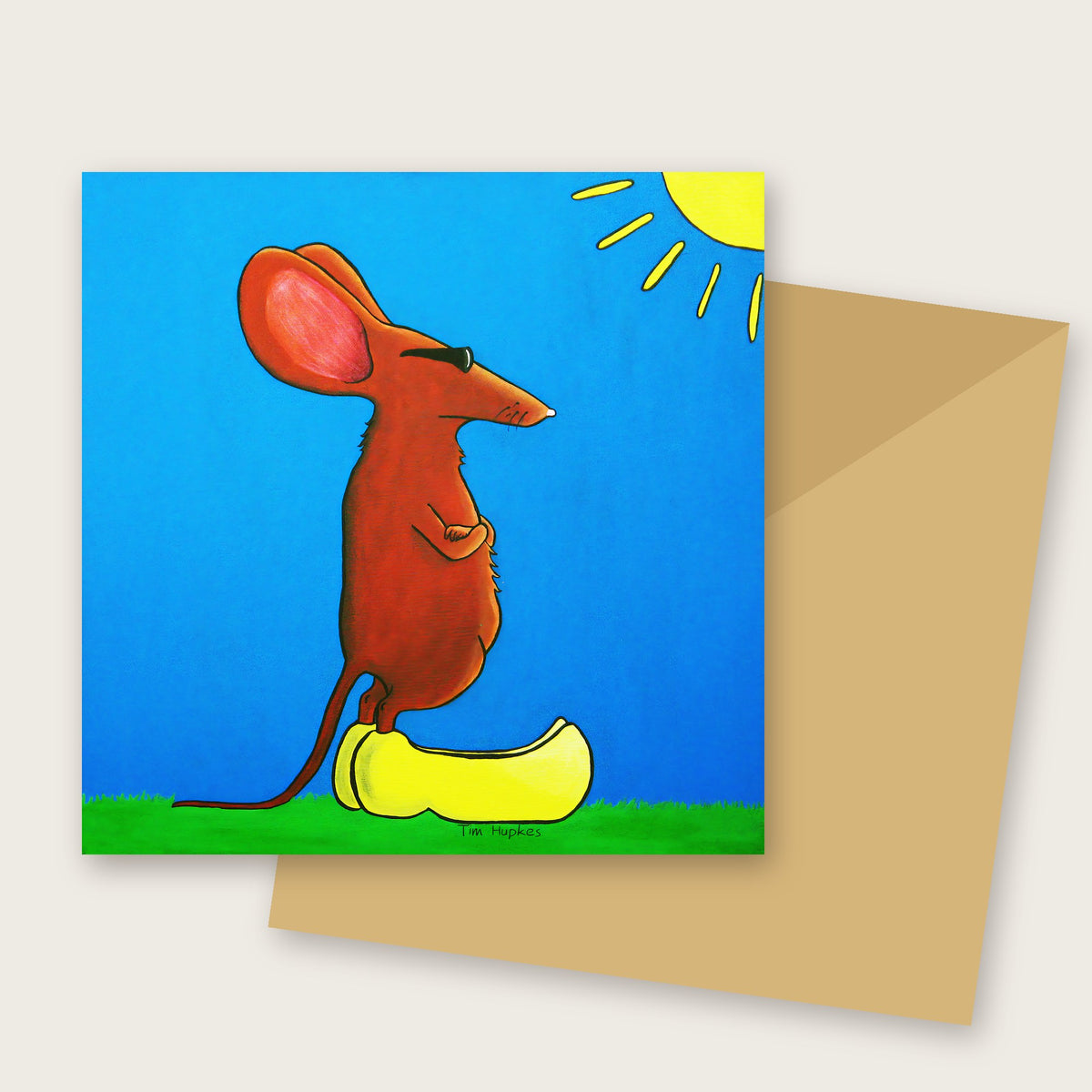 Cool Mouse on Clogs card by Tim Hupkes, with envelope