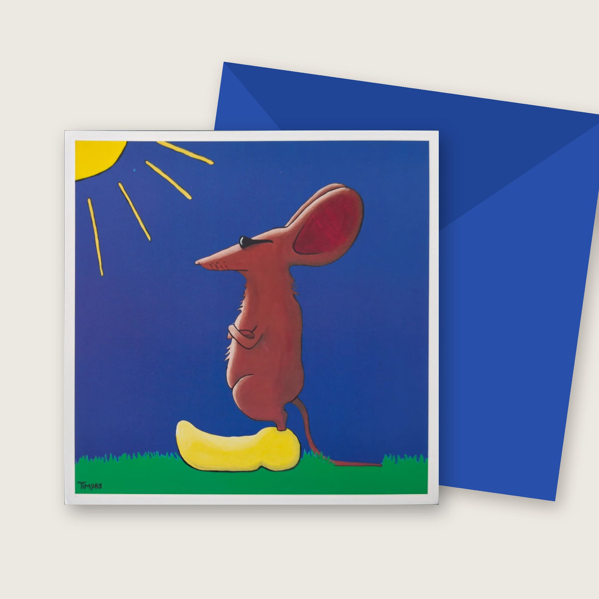 Cool Mouse on Clogs, First Edition card by Tim Hupkes, with envelope