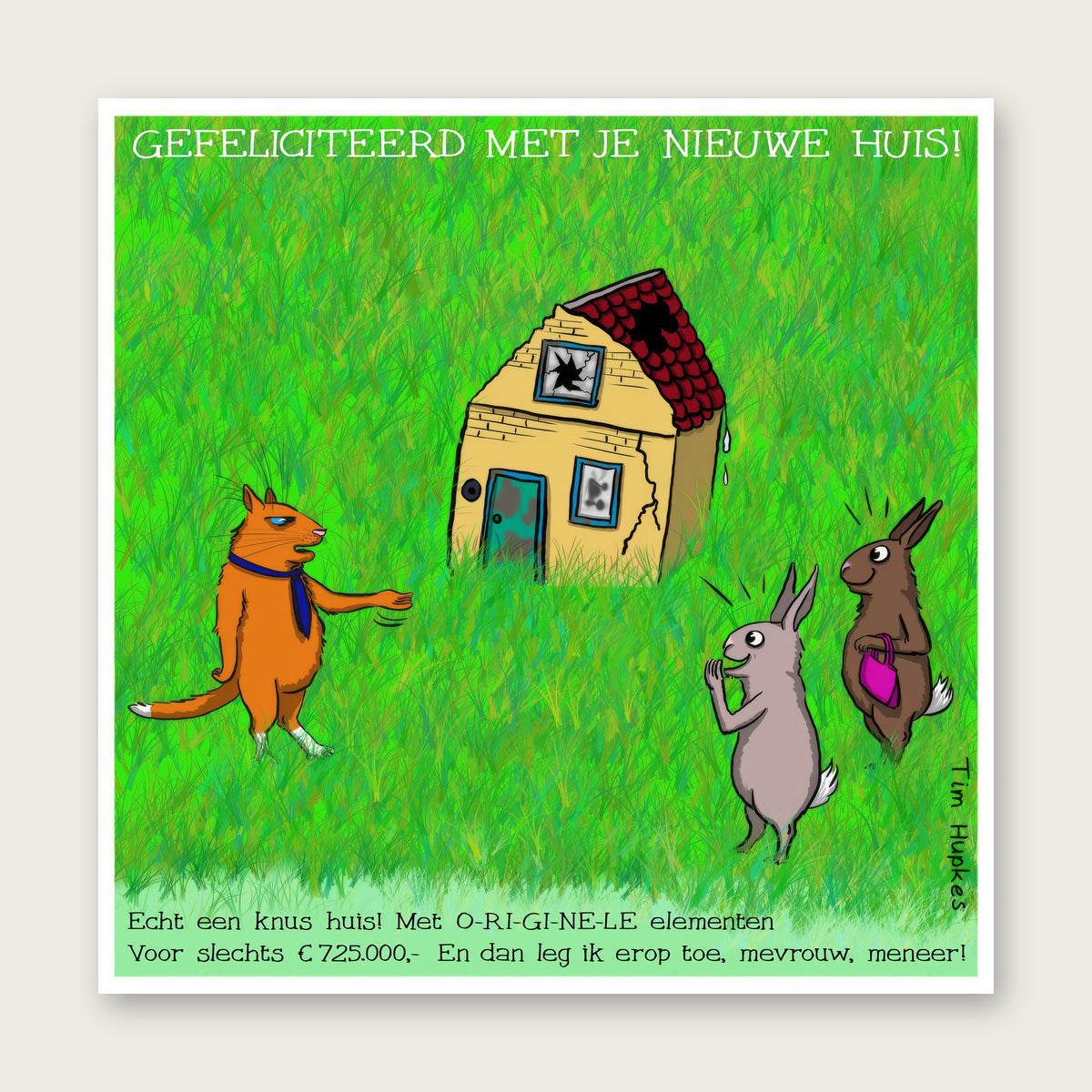 House Cat greeting card by Tim Hupkes, Dutch version