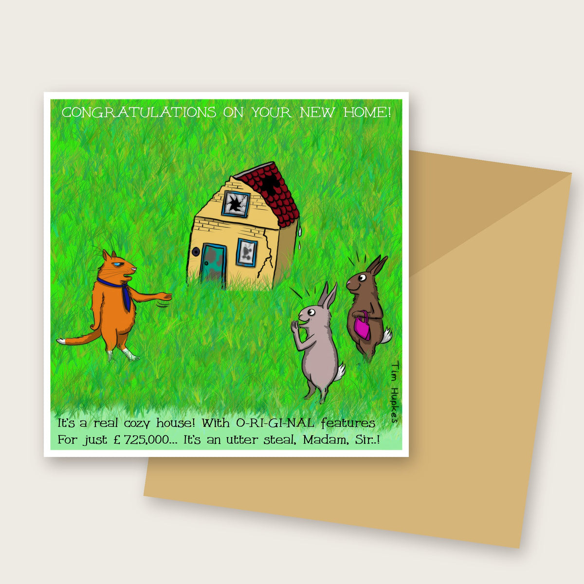 House Cat greeting card by Tim Hupkes, English version, with envelope