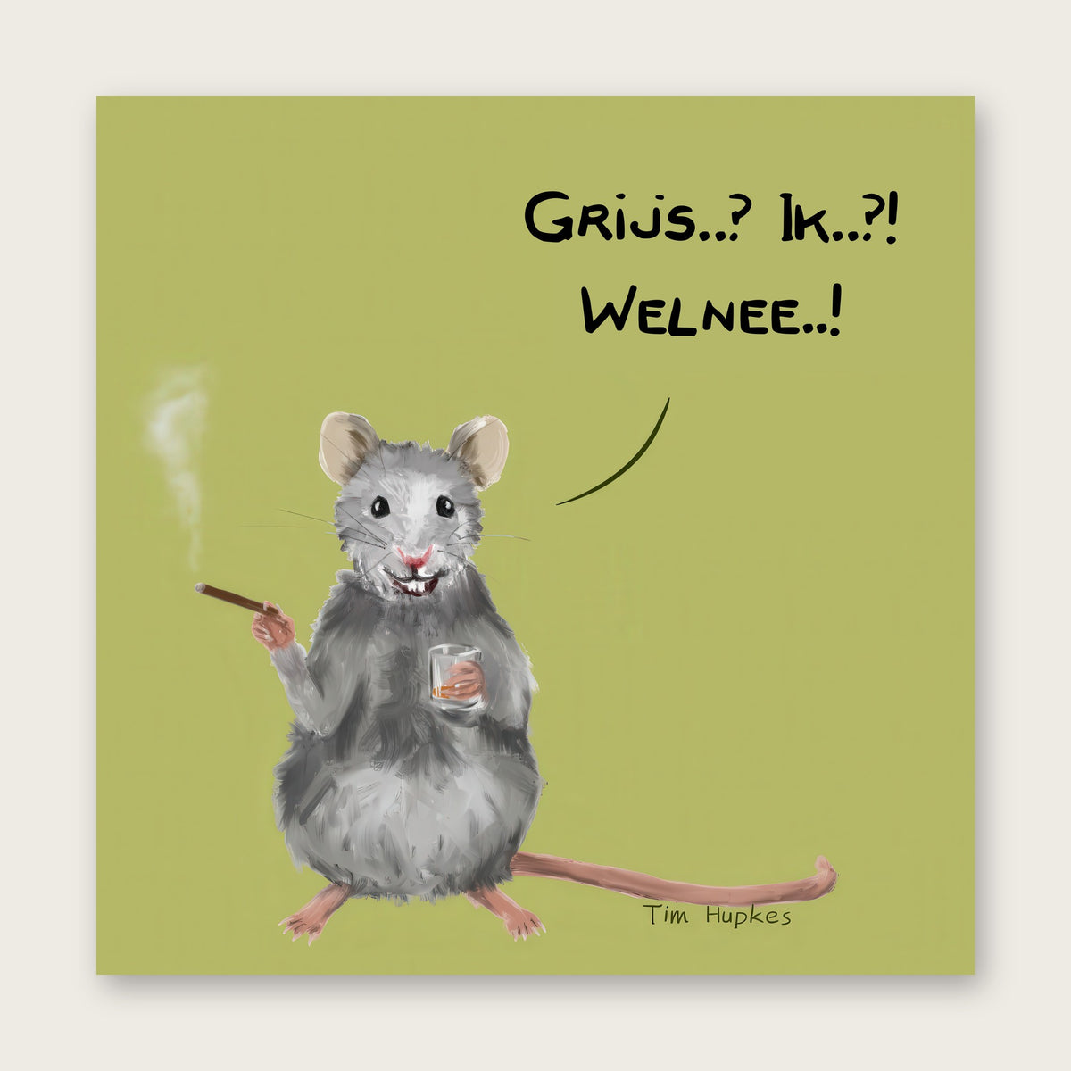 Mousy Lime greeting card by Tim Hupkes, Dutch version