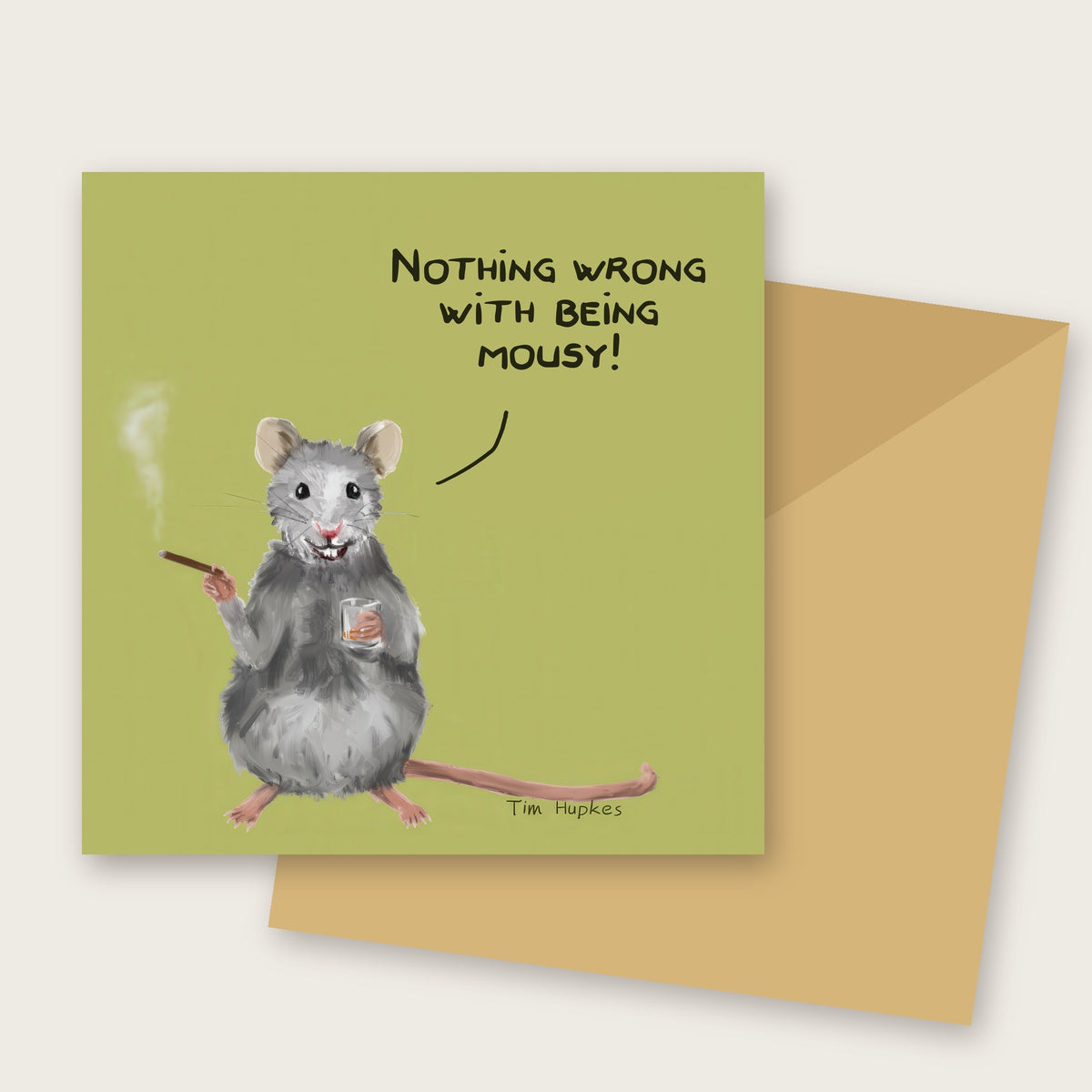 Mousy Lime greeting card by Tim Hupkes, English version, with envelope