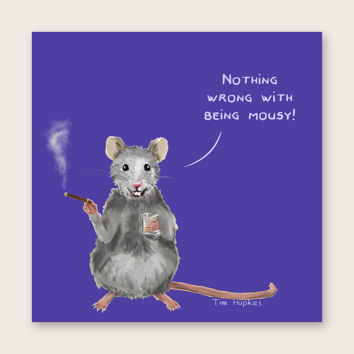 Mousy Purple greeting card by Tim Hupkes, English version