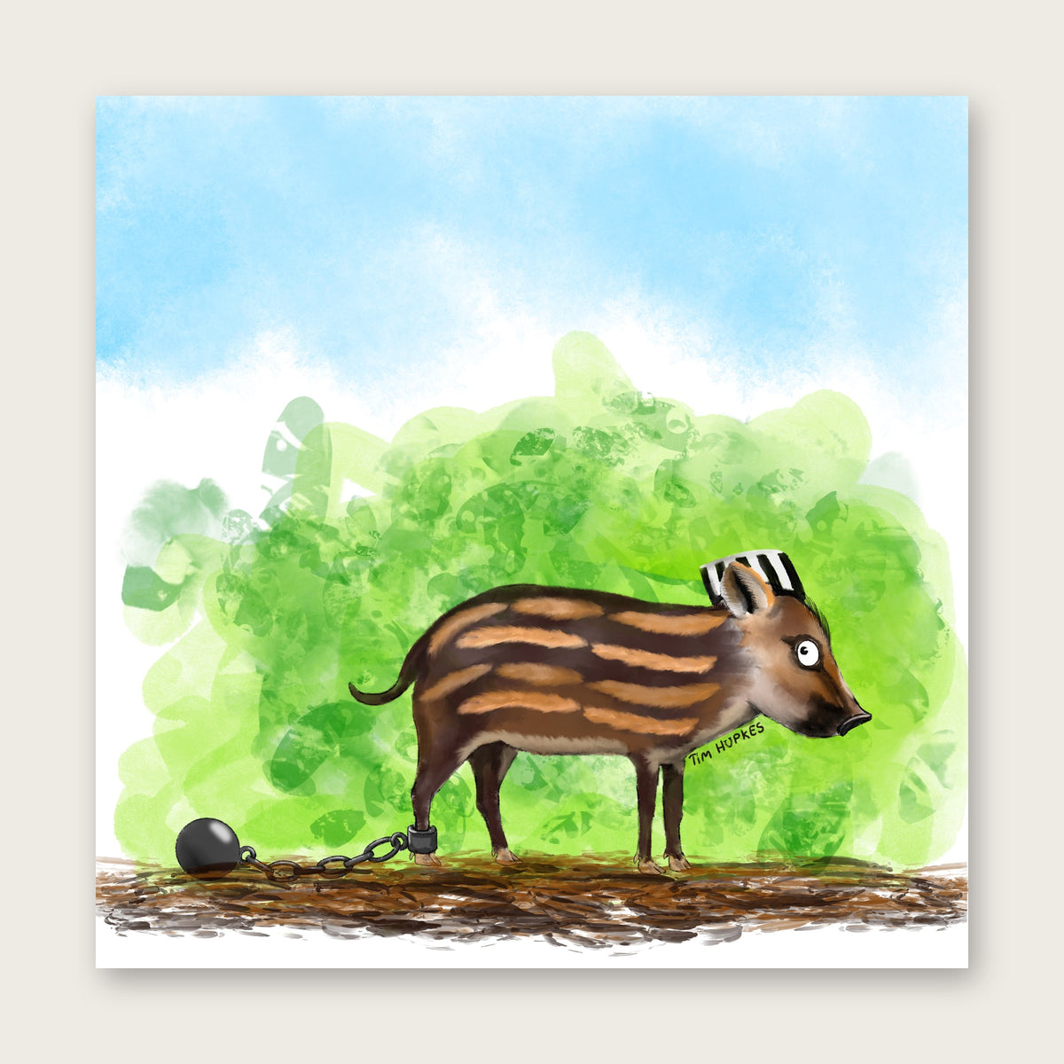 Prison Piglet greeting card by Tim Hupkes