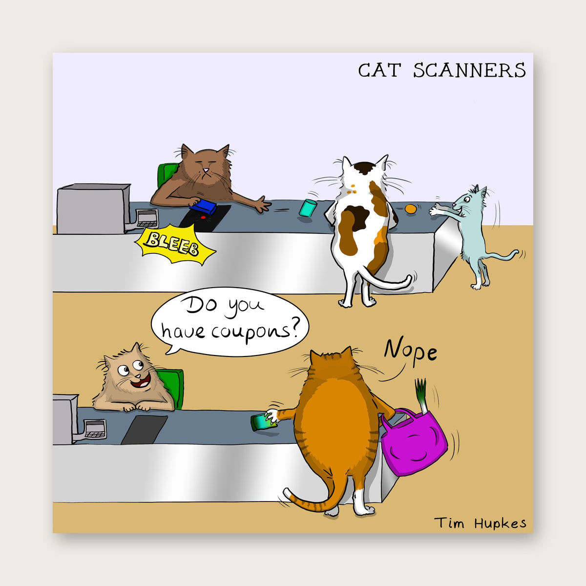 Cat Scanners greeting card by Tim Hupkes, English version