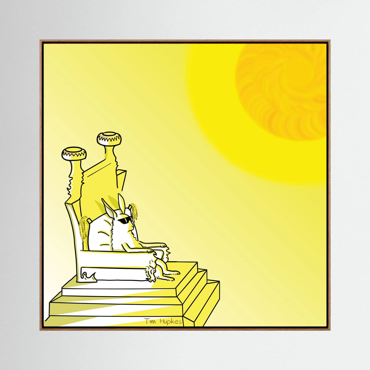Royal canvas print in an oak frame unhung, shown against a plain light grey background