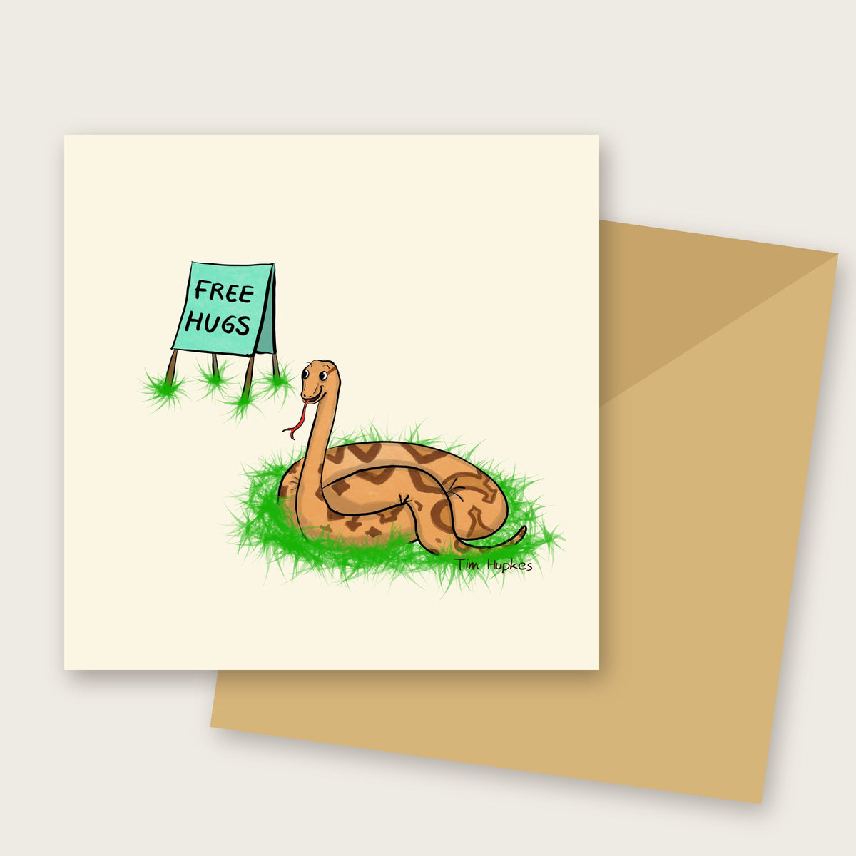 Free Hugs greeting card by Tim Hupkes, with envelope