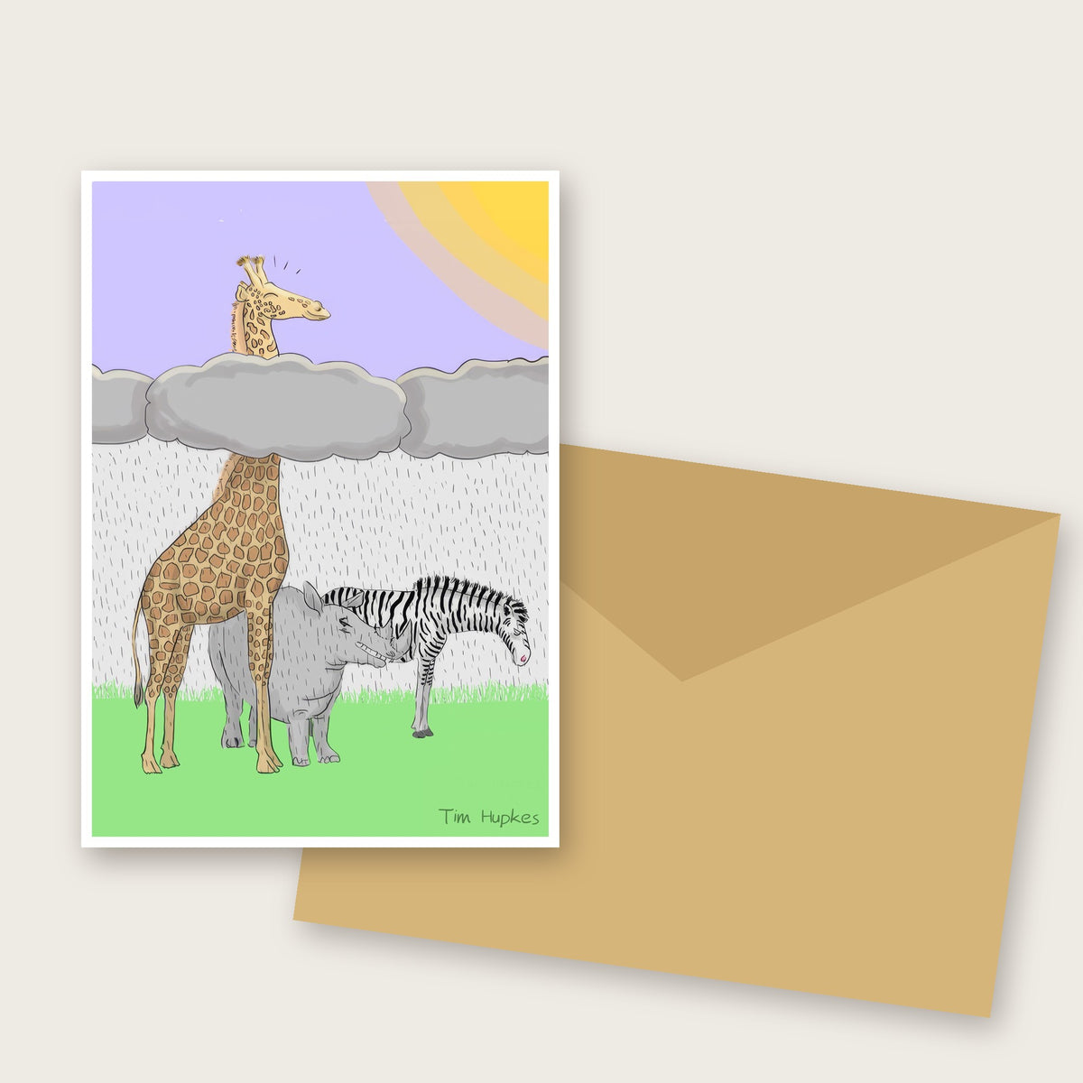 Above the Clouds greeting card by Tim Hupkes, with envelope