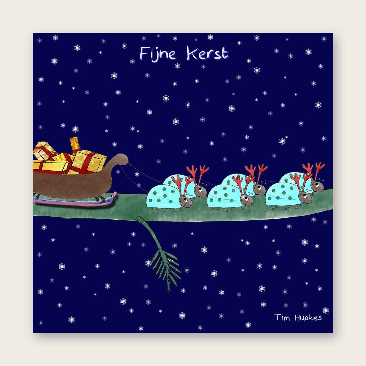 Stag Beetles greeting card by Tim Hupkes, Dutch version