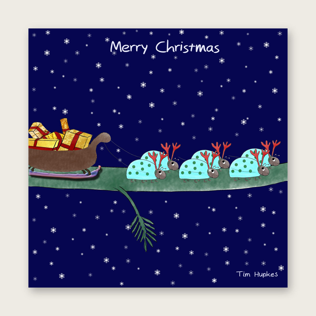 Stag Beetles greeting card by Tim Hupkes, English version