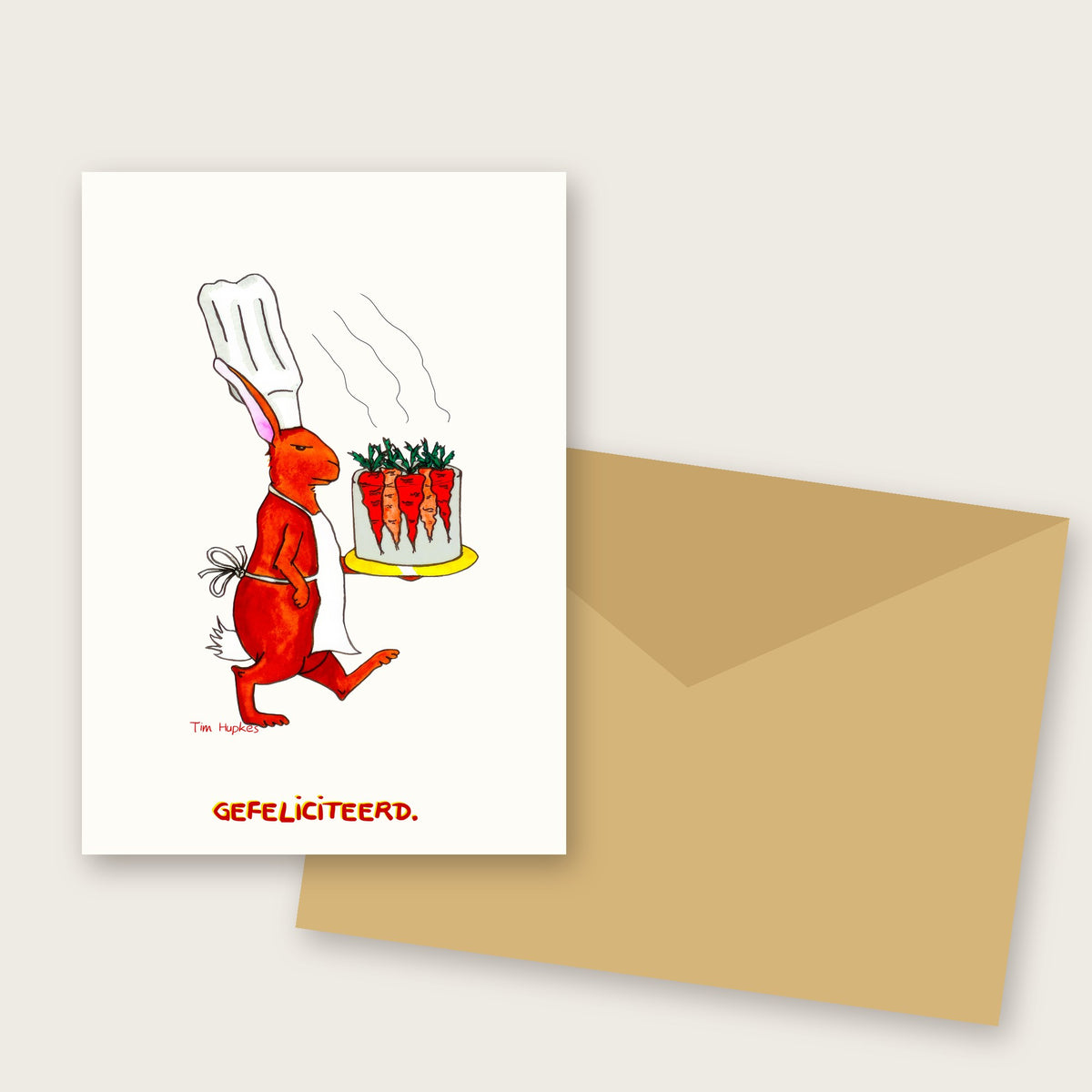 Carrot Cake greeting card by Tim Hupkes, Dutch version, with envelope