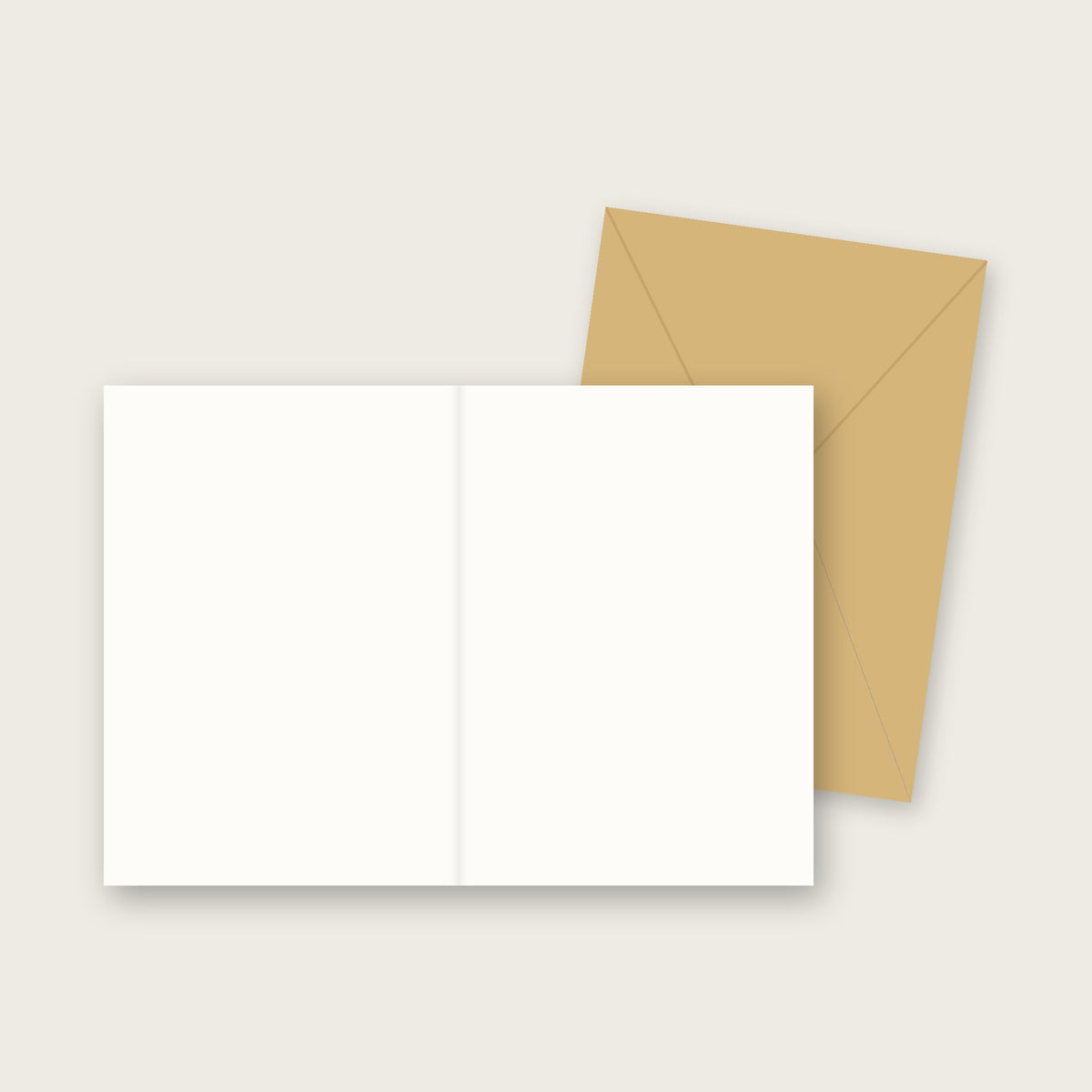 A6 portrait greeting card by Tim Hupkes, opened: blank inside, with kraft envelope