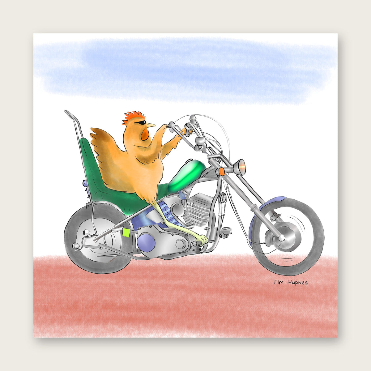 Bikerchick greeting card by Tim Hupkes
