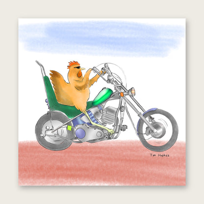 Bikerchick greeting card by Tim Hupkes
