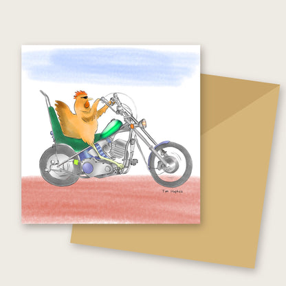 Bikerchick greeting card by Tim Hupkes, with envelope