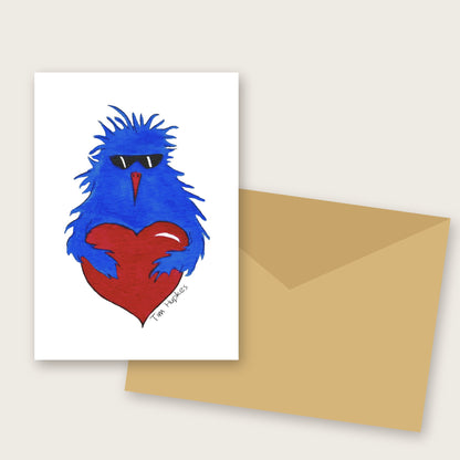 Bird of Hearts greeting card by Tim Hupkes, with envelope