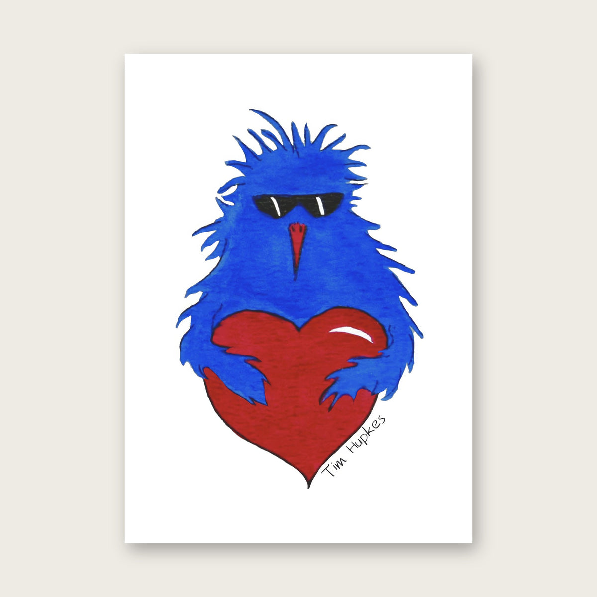Bird of Hearts greeting card by Tim Hupkes