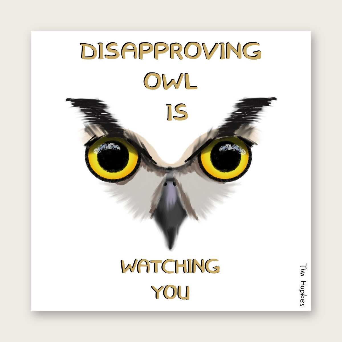Disapproving Owl greeting card by Tim Hupkes