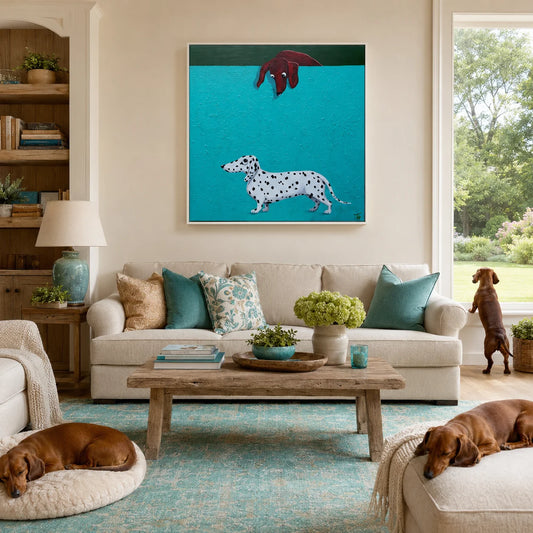 Freckles | Fine Art Canvas Print with dachshunds