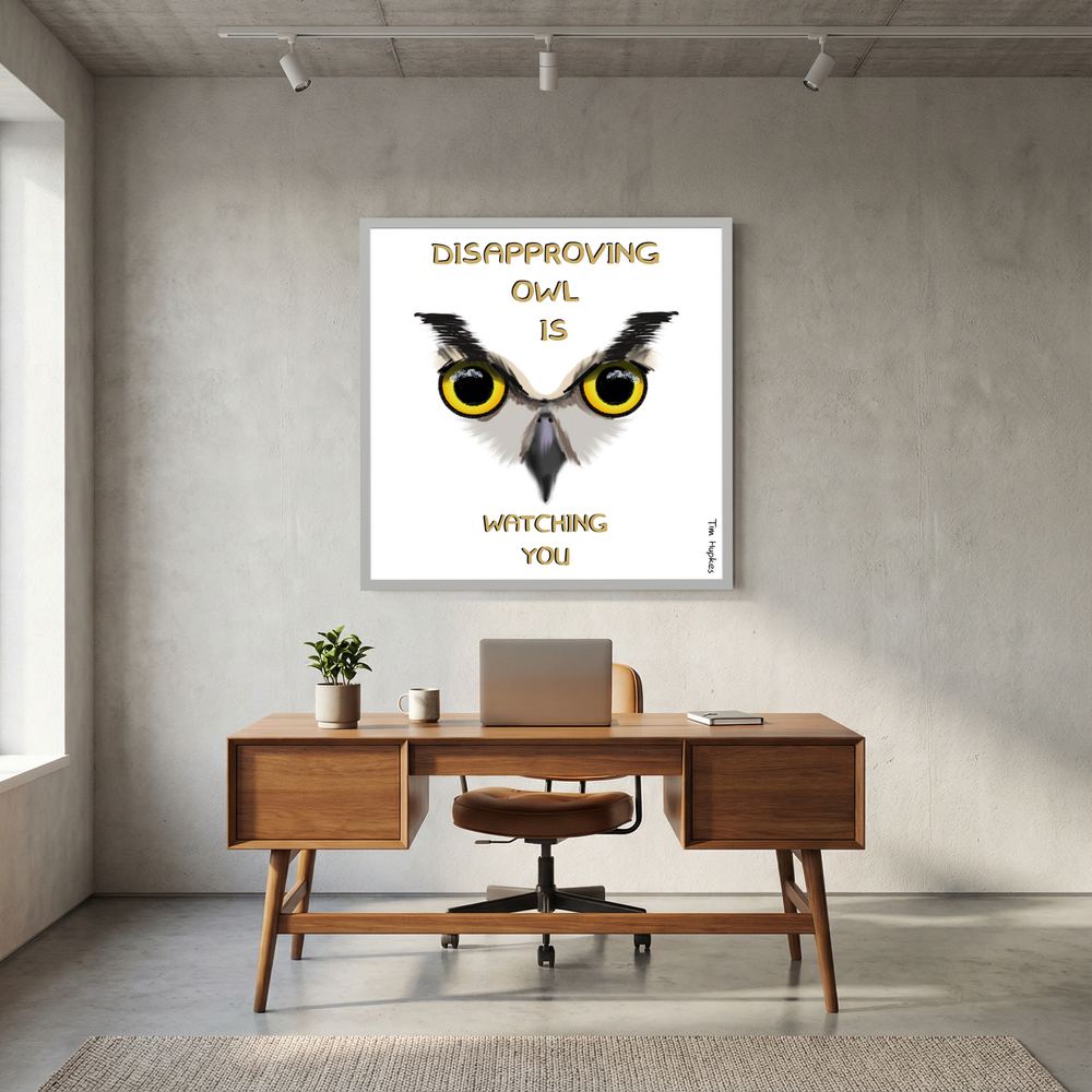Disapproving owl | WHITE | Paper Print