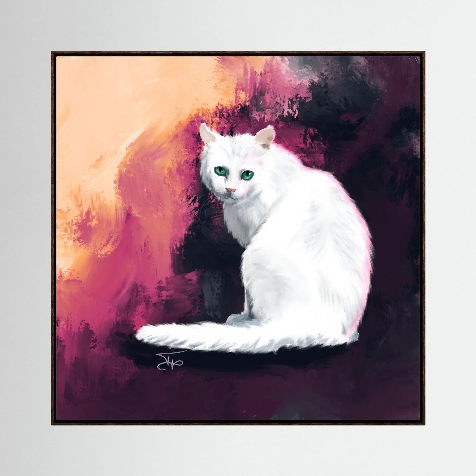 Amber | Maroon background | Canvas Print | 30 x 30