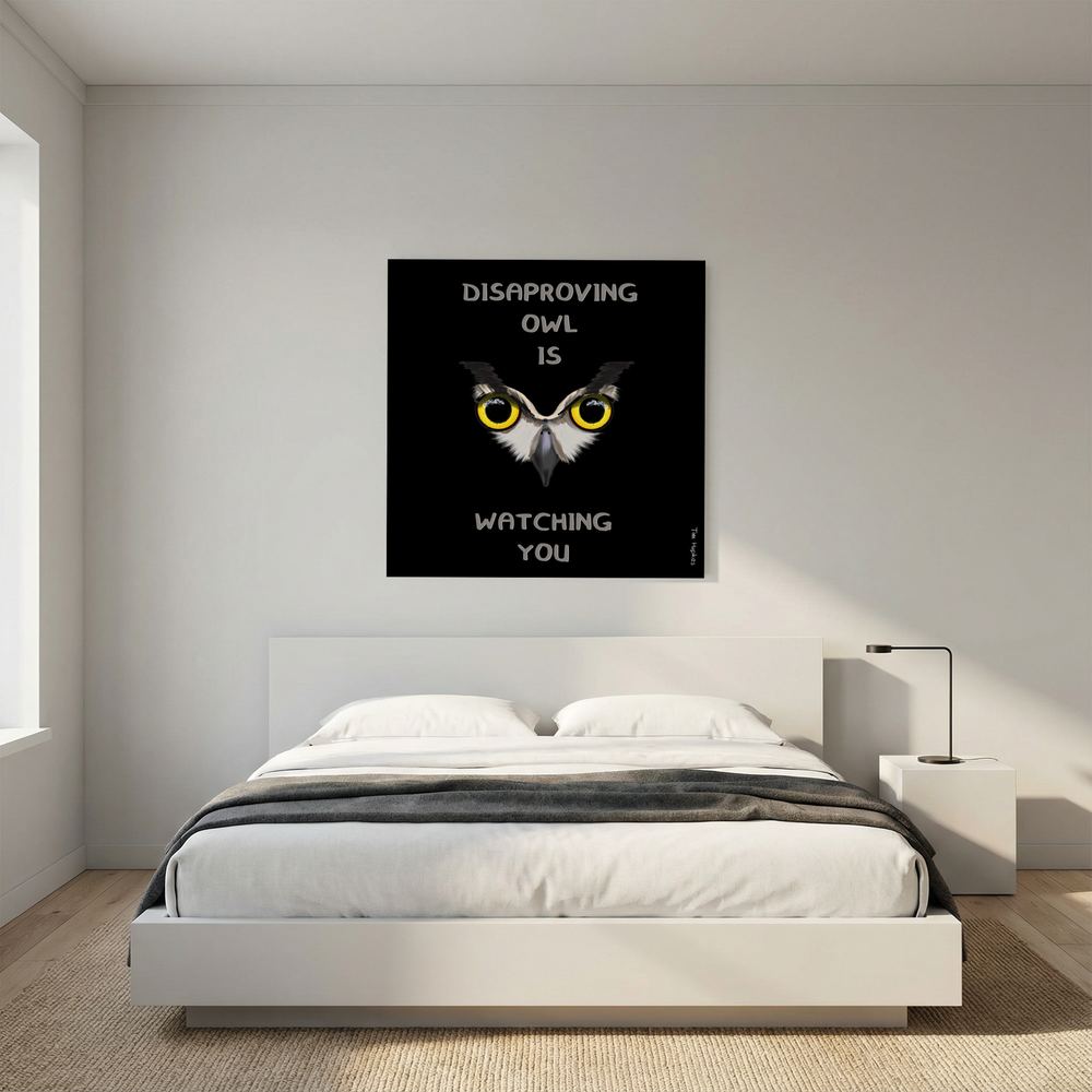 Disapproving owl | Black | Paper Print