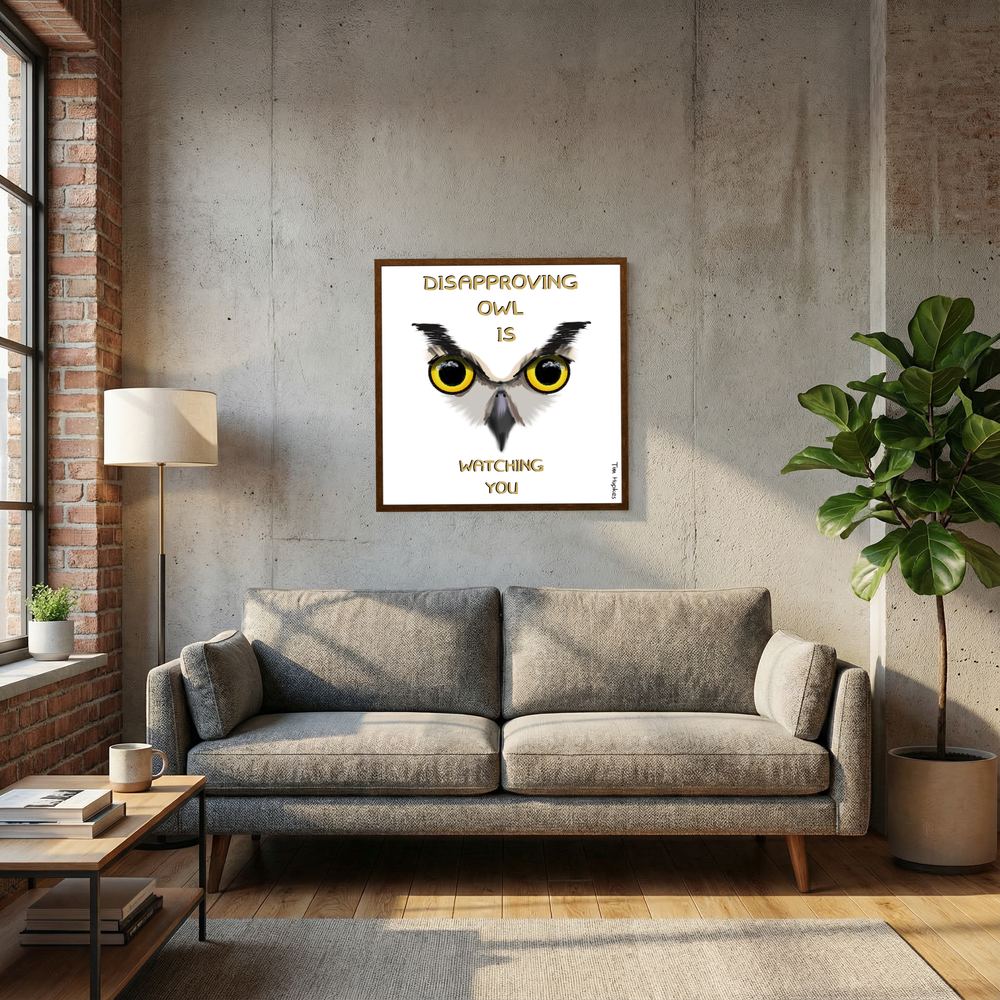 Disapproving owl | WHITE | Paper Print