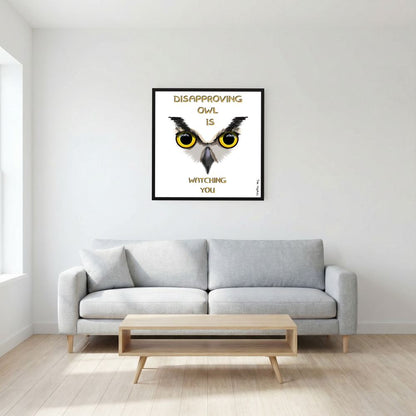 Disapproving owl | WHITE | Paper Print