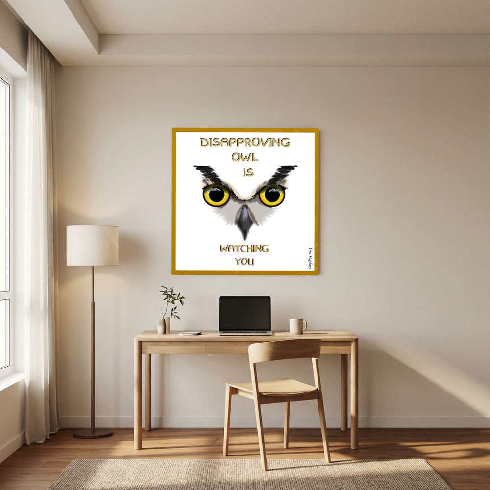Disapproving owl | WHITE | Paper Print