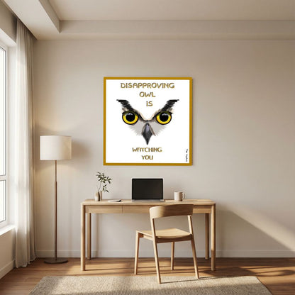 Disapproving owl | WHITE | Paper Print