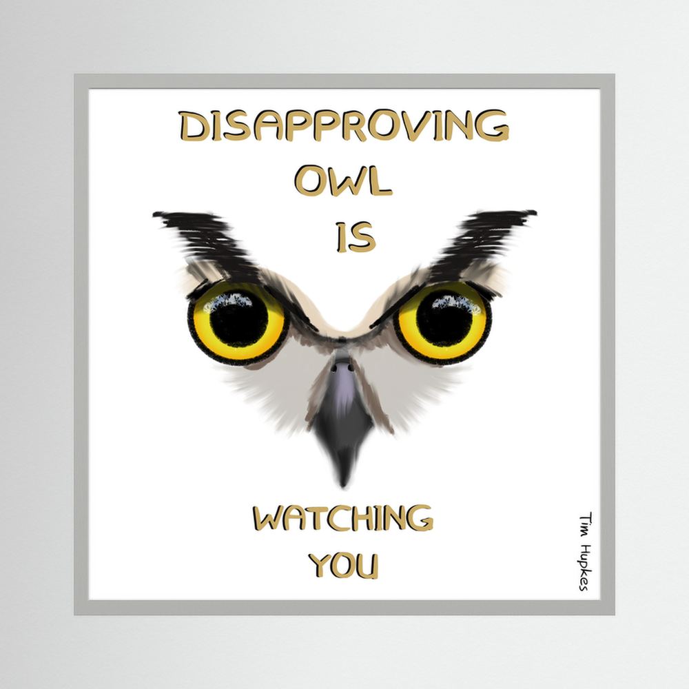 Disapproving owl | WHITE | Paper Print