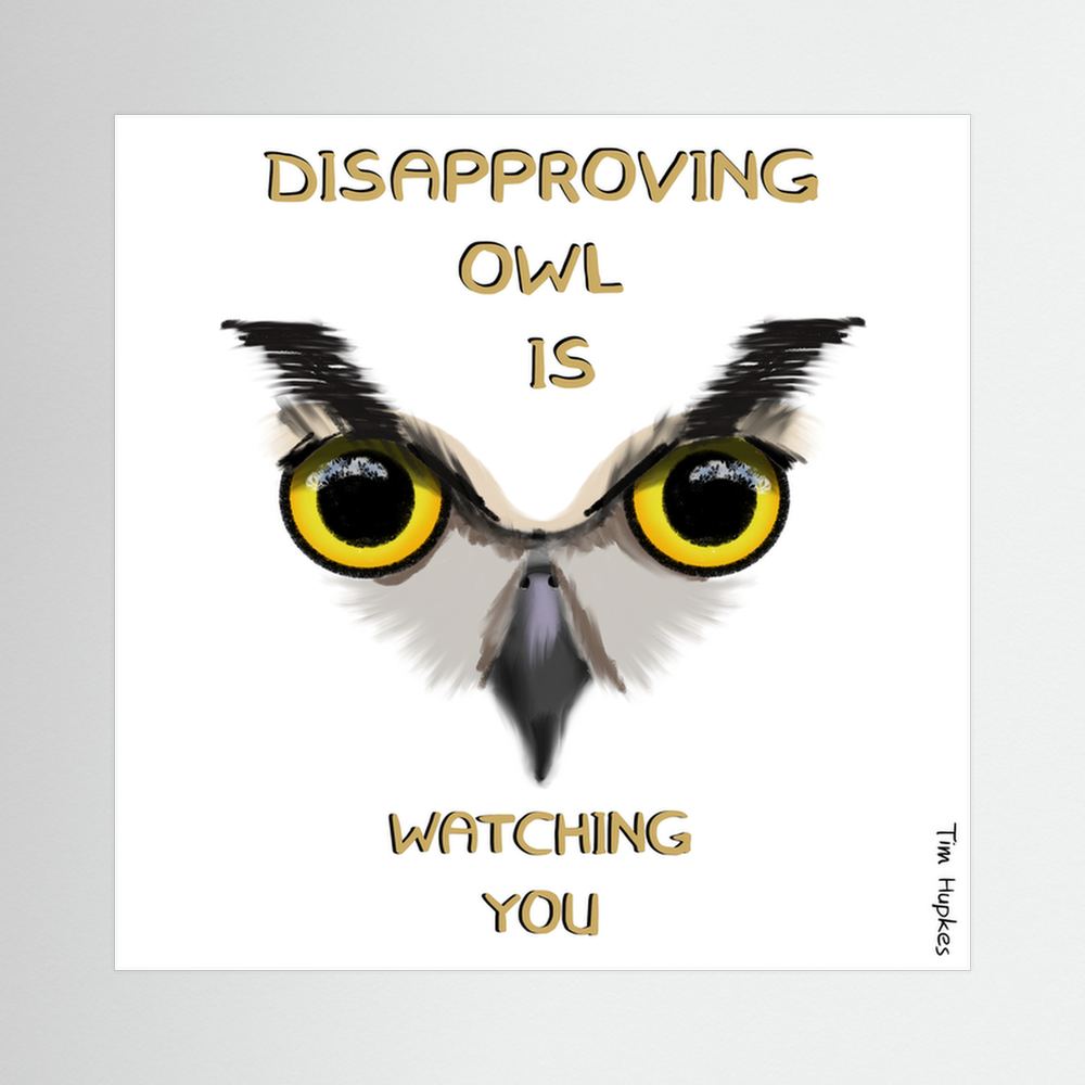 Disapproving owl | WHITE | Paper Print