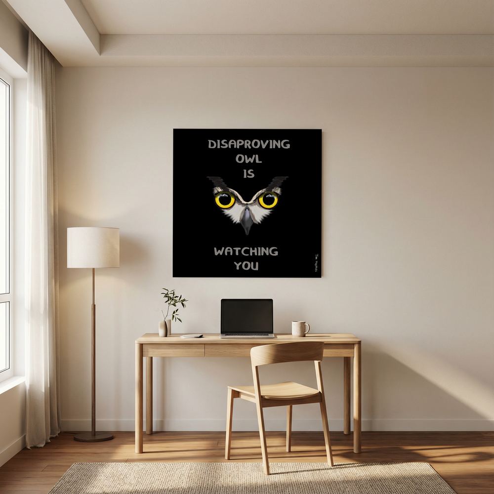 Disapproving owl | Black | Paper Print