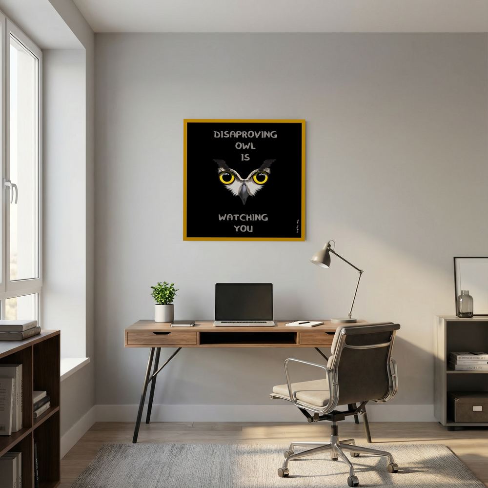 Disapproving owl | Black | Paper Print