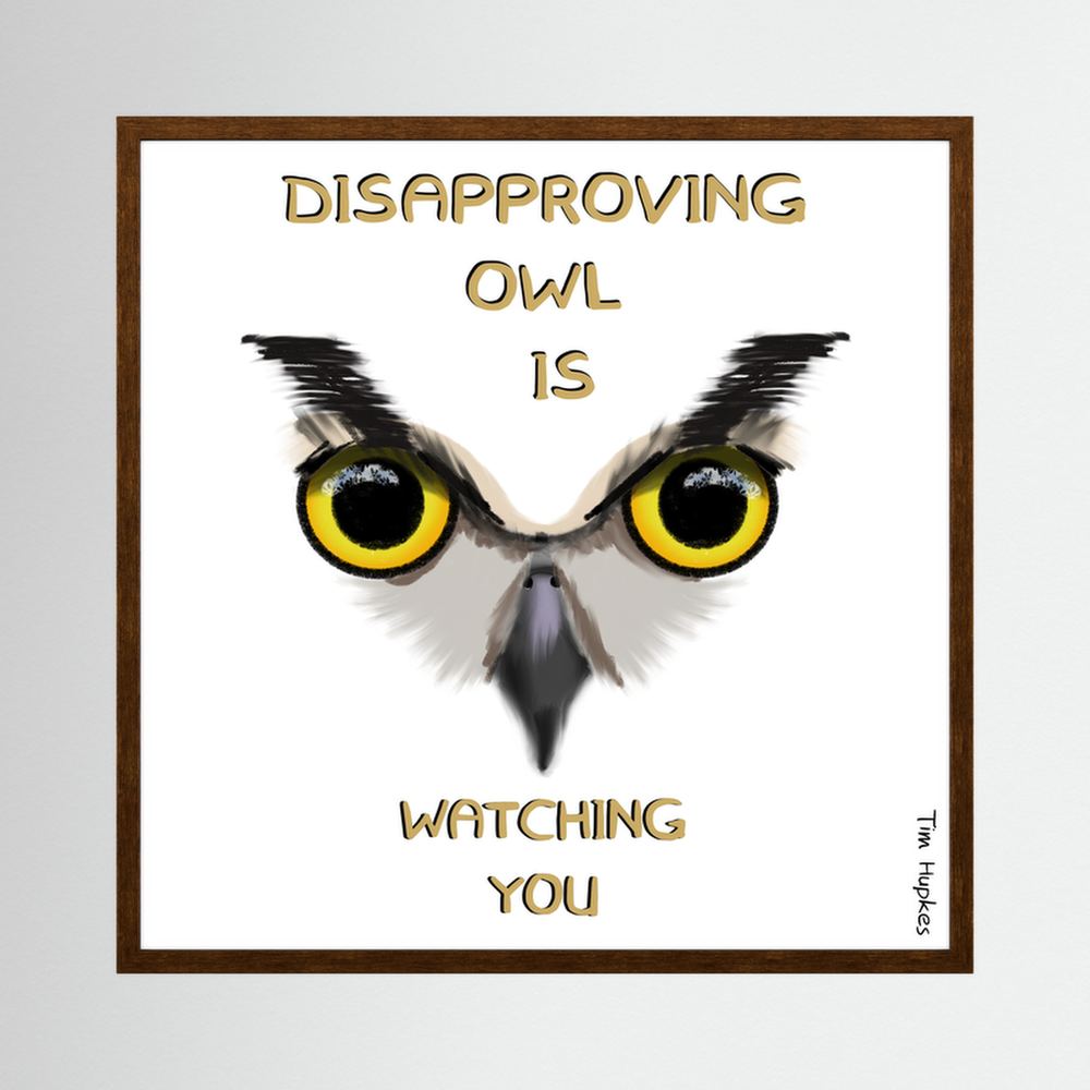 Disapproving owl | WHITE | Paper Print
