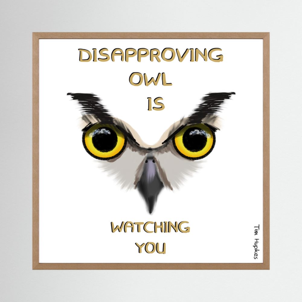 Disapproving owl | WHITE | Paper Print