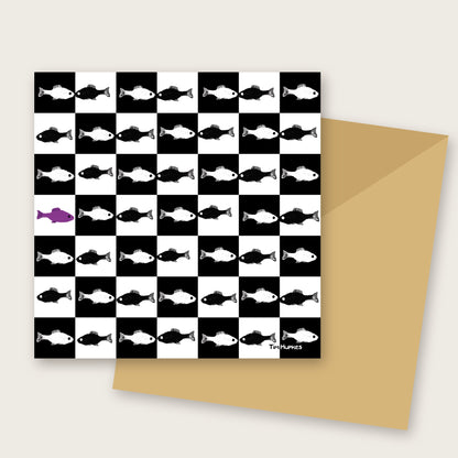 The Odd One Out greeting card by Tim Hupkes, with envelope