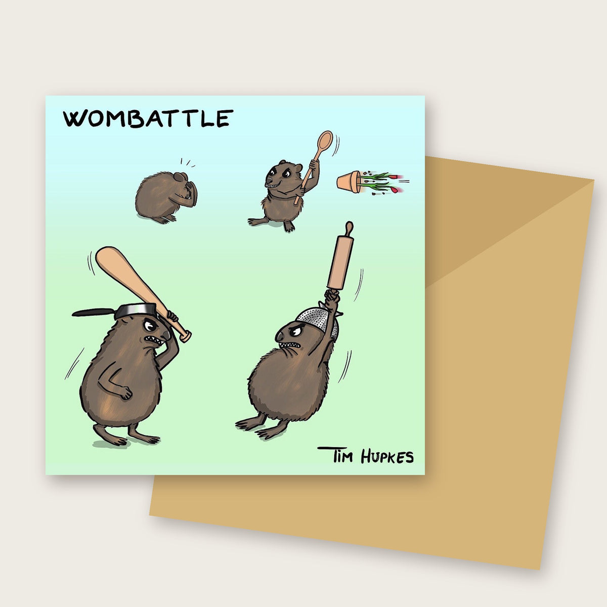Wombattle greeting card by Tim Hupkes, with envelope