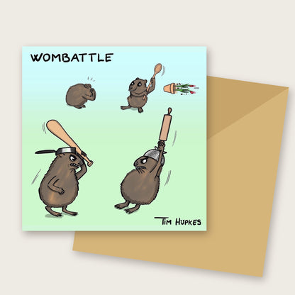Wombattle greeting card by Tim Hupkes, with envelope