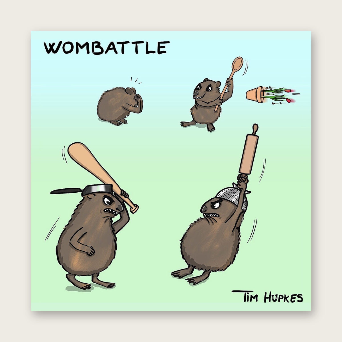 Wombattle greeting card by Tim Hupkes