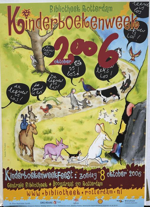 Poster for the Kinderboekenweekfeest 2006 of Bibliotheek Rotterdam, illustrated by Tim Hupkes