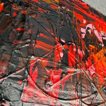 Detail van het originele schilderij Het Vuur van de Feniks