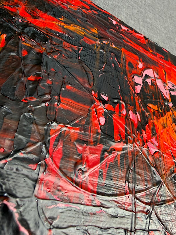 Detail van het originele schilderij Het Vuur van de Feniks