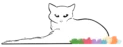 Logo Tim Hupkes Studio: witte kat liggend in meerkleurig gras (transparante achtergrond en zonder tekst)