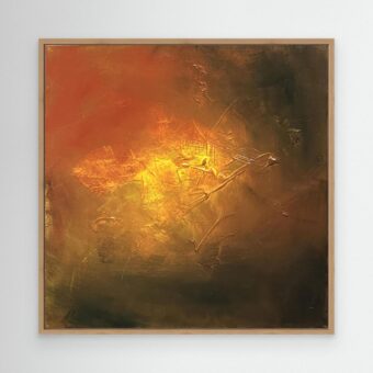 Abstract schilderij ‘Shining Through’ | warme goudbruine canvas print