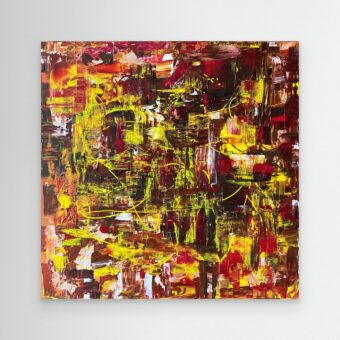 Surrounded By Love | Bruin met geel abstracte canvas print